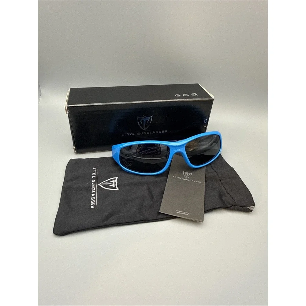 ATTCL Kids/Junior Authentic Blue Navy  Wrap S816 P Sunglasses 53/17-120 NWT Case
